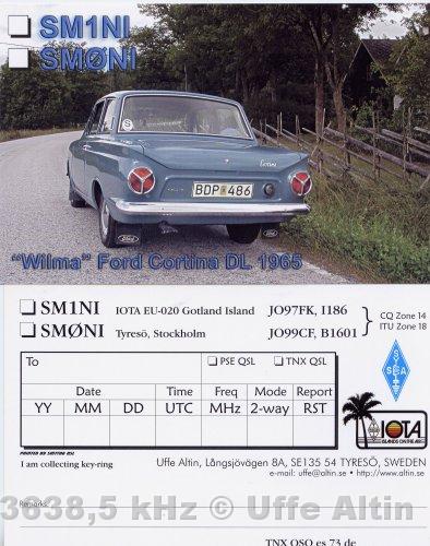 152.jpg - Mitt QSL kort. Min Ford Cortina "Wilma"